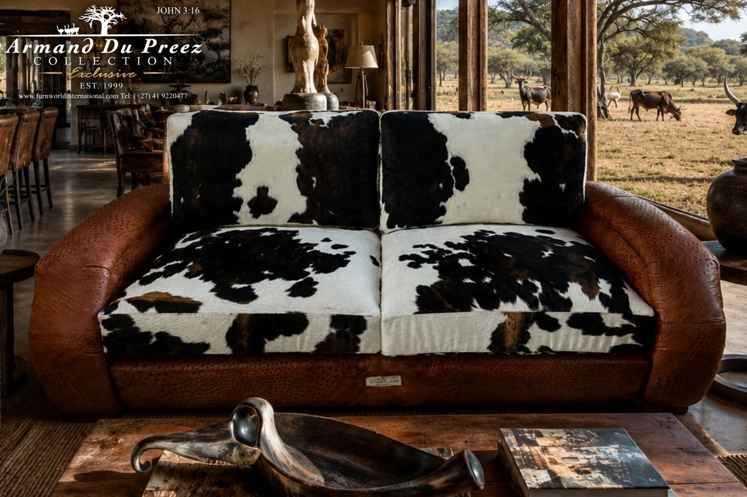 Nguni Skin-Ostrich Leather Couch